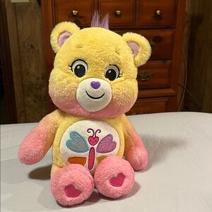 Care Bear Calming Heart Butterfly  Yellow and Pink Stuffed Animal Toy 14” Plush